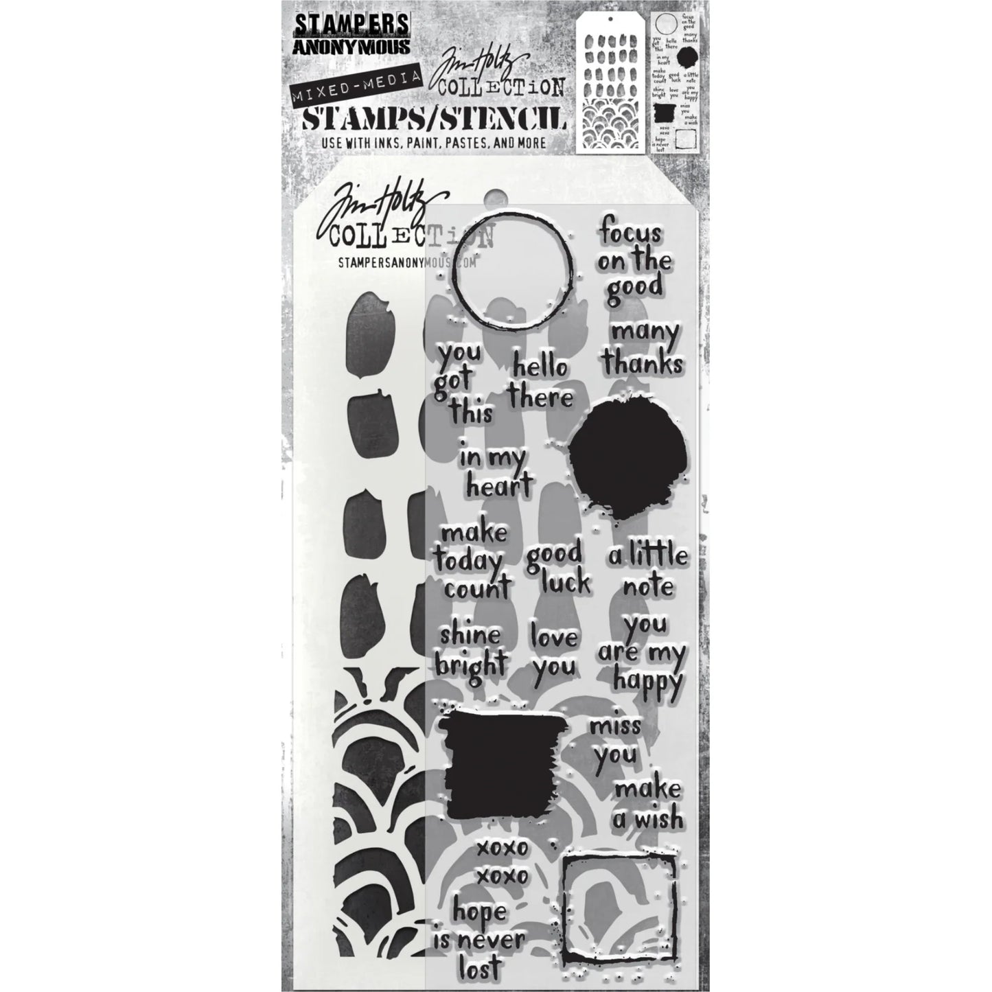 Tim Holtz & Stampers Anonymous - Mix Media - Note Quotes & Brush Mark and Brush Arch
