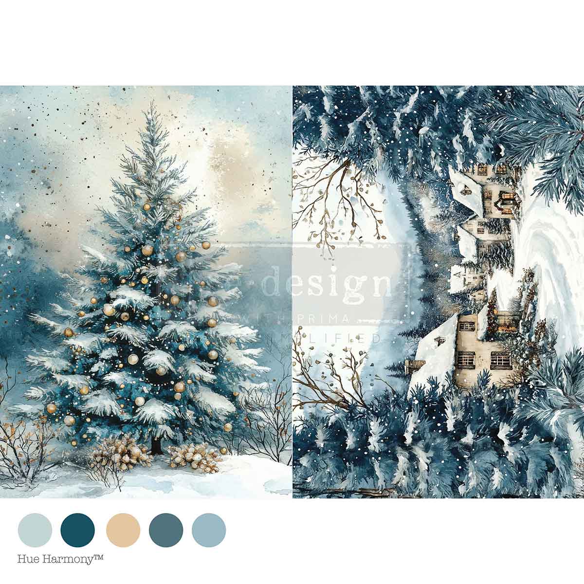 Re-Design With Prima® A4 Decoupage Fiber - Silent Night Sparkle 11.69x8.27"