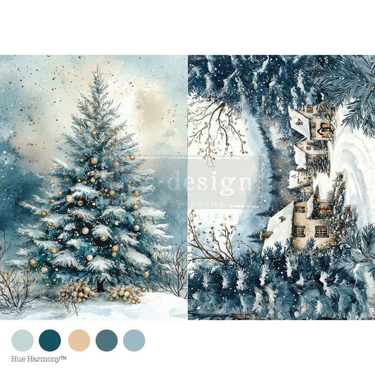 Re-Design With Prima® A4 Decoupage Fiber - Silent Night Sparkle 11.69x8.27"
