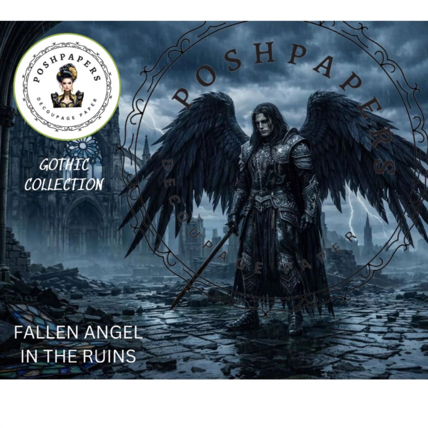 Posh Papers - Fallen Angel, In the Ruins 73x53cm