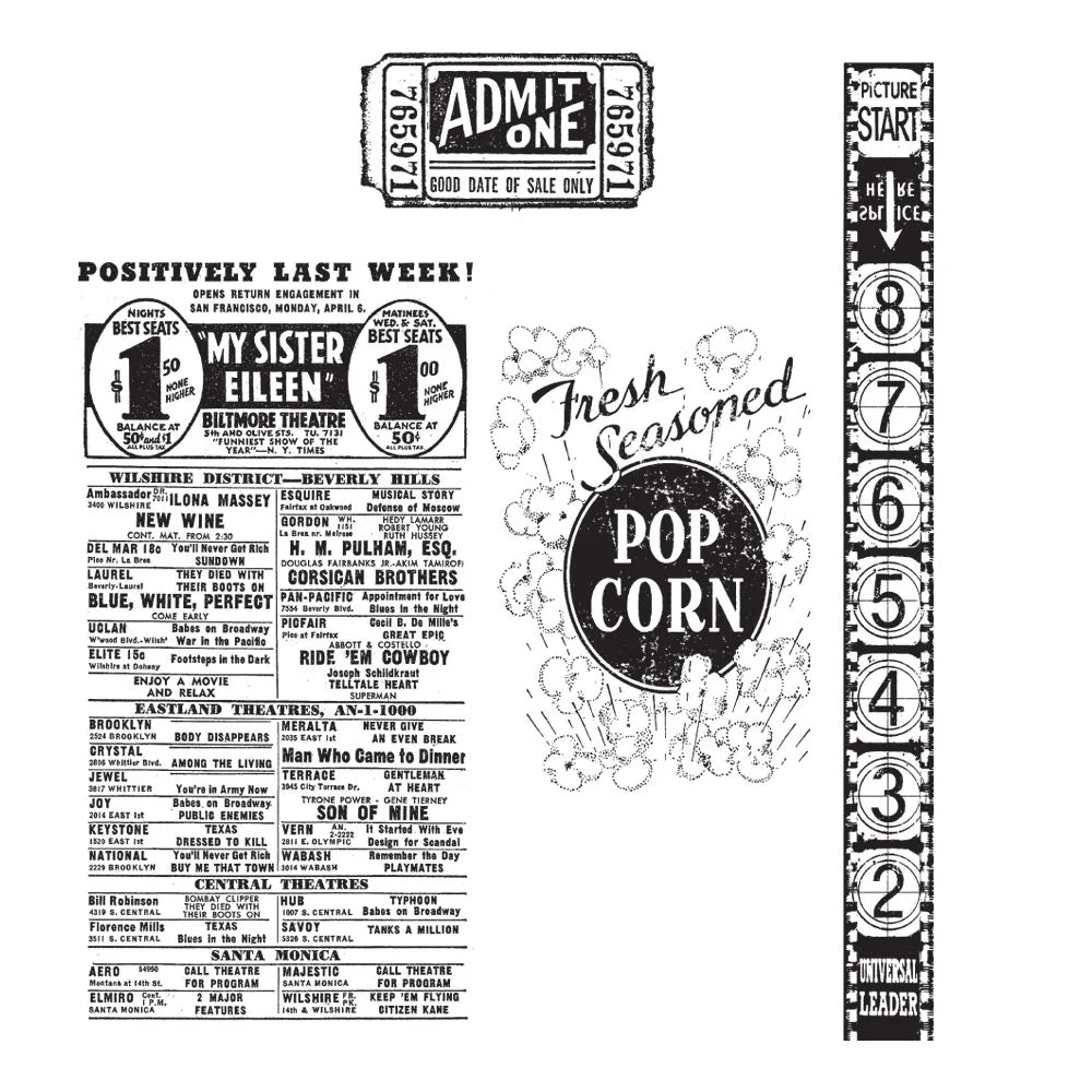 Stamper's Anonymous & Tim Holtz - Rubber Cling Stamp, At the Movies