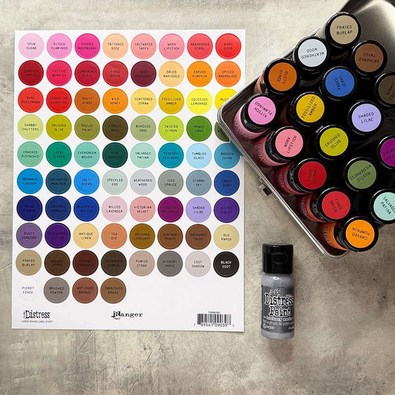 Tim Holtz & Ranger - Distress Label Large Round Sheets Black Printing