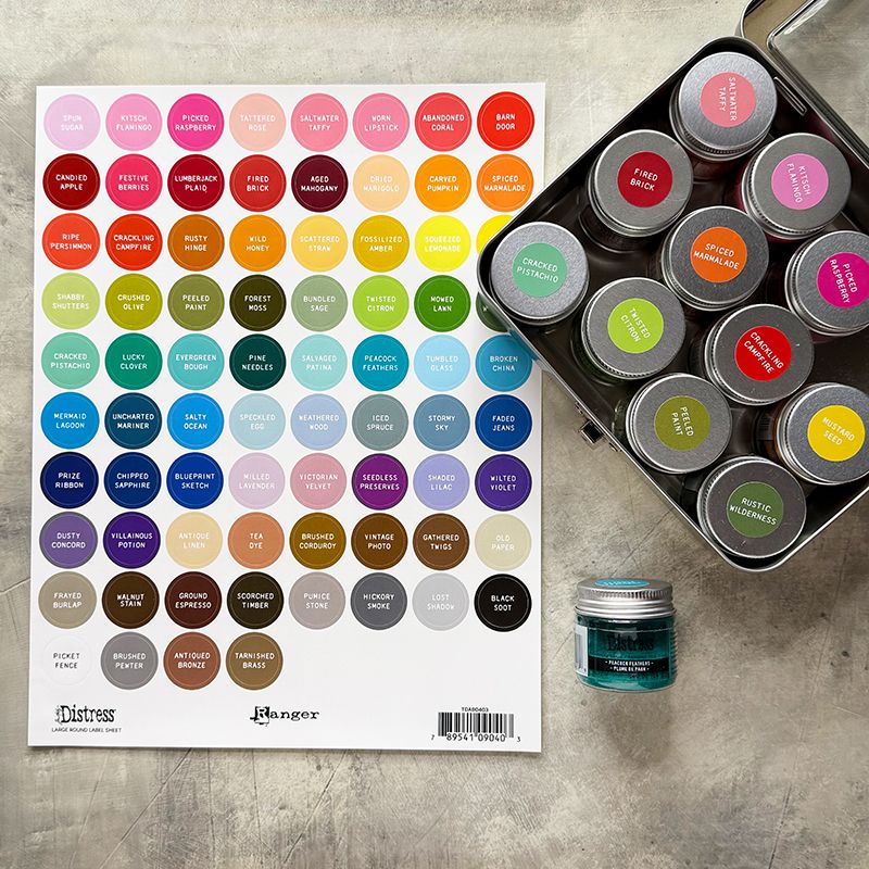 Tim Holtz & Ranger - Distress Label Large Round Sheets White Printing