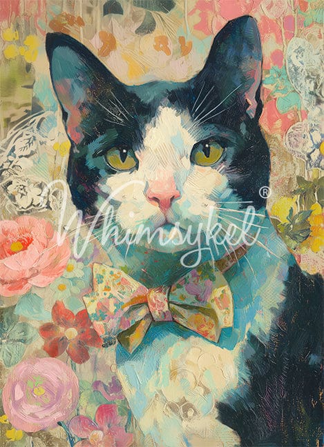 Whimsykel Designs : Decoupage Paper : Tuxedo Cat 21x29"