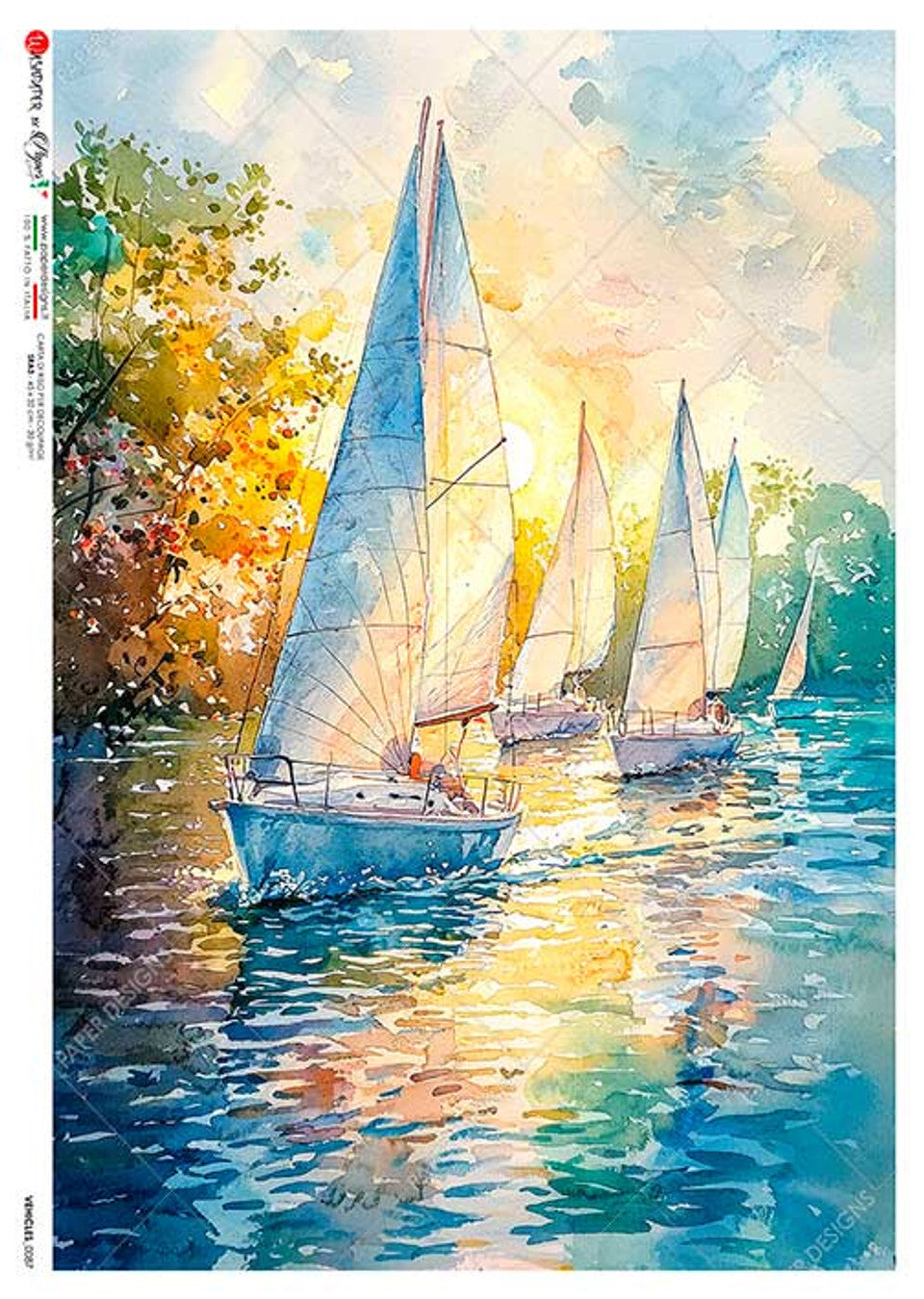 Paper Designs - Sailboats in the Sunlight A3 Rice Paper