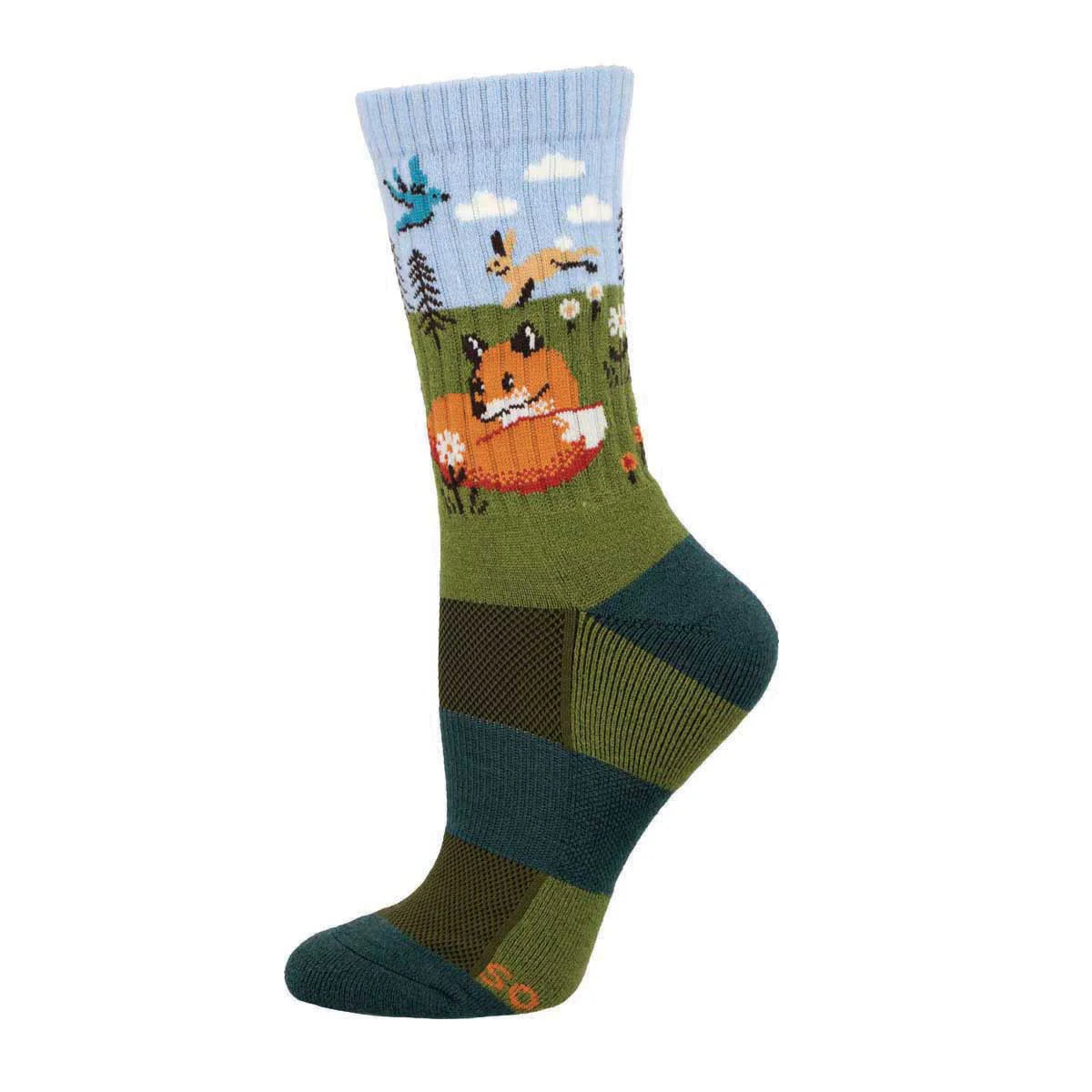 Ladies Compass Wool Fox And Hare Blue Crew