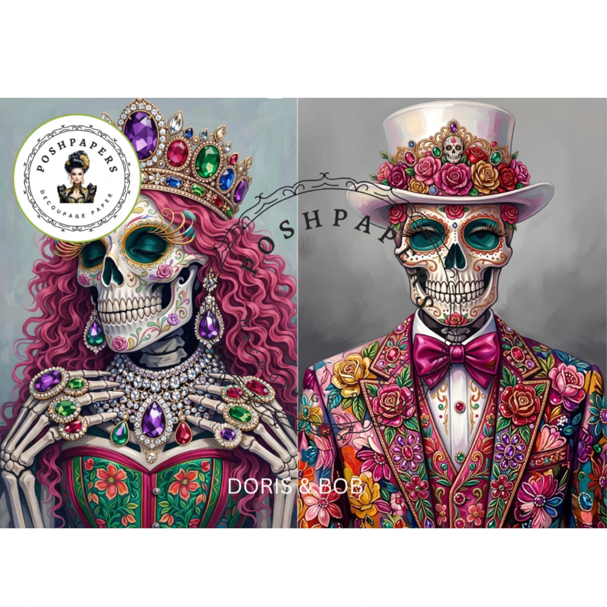Posh Papers - Doris & Bob, Day of the Dead 53x73 cm