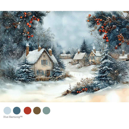 Re-Design With Prima® A4 Decoupage Fiber - Winter Hearth 11.69x8.27"