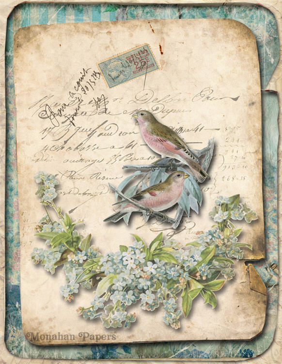 Monahan Papers - Birds, Nests & Florals Papers 11x17"