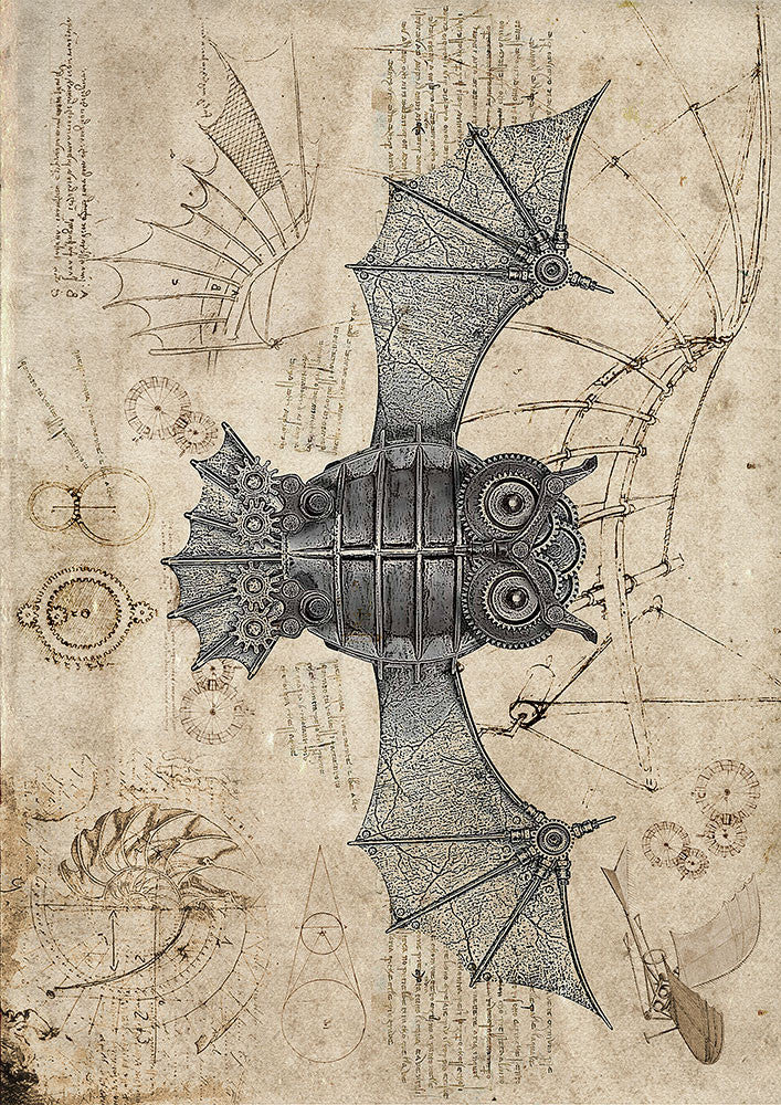 Paper Designs - Steampunk Bat A4 Rice Paper