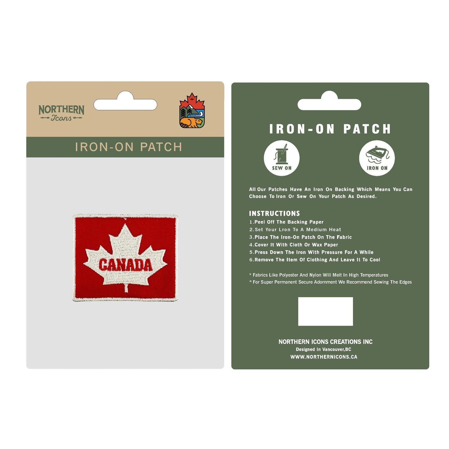 Northern Icons Canada Canada iron-on embroidery patch