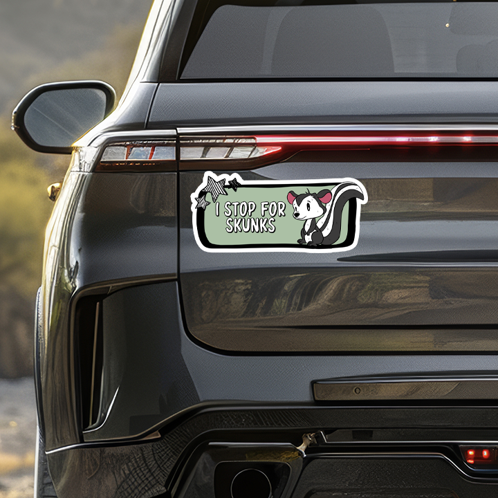 I STOP FOR SKUNKS BUMPER STICKER