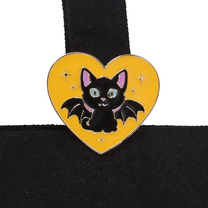 Something Different Wholesale In My Witch Era Bat Cat Polycotton Tote Bag with Enamel Pin