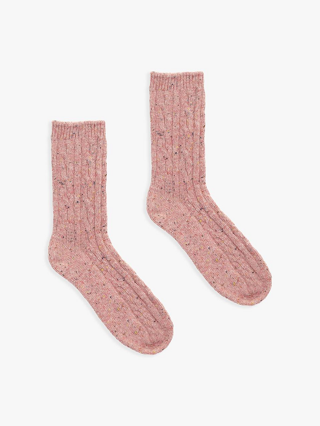 Warm Cable Knit Sock Confetti Pink