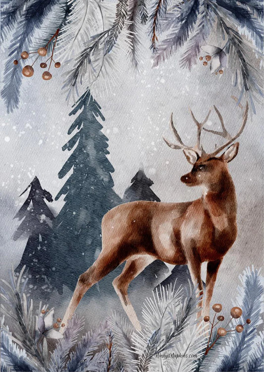 Ninnys Napkins - Winter Deer Rice Paper 8.27" x 11.7"