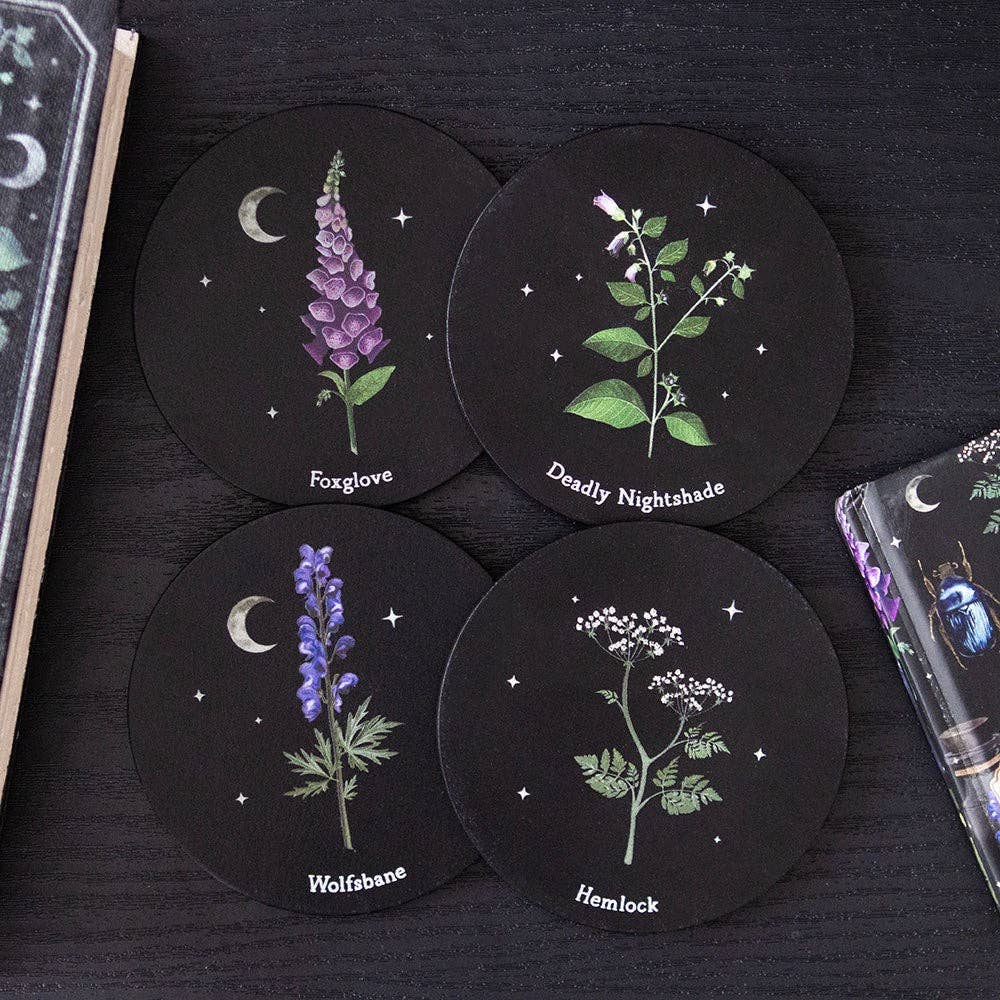 Something Different Wholesale Poisonous Plants Gothic Botanical Coaster Set