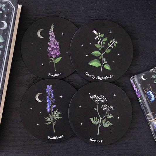Something Different Wholesale Poisonous Plants Gothic Botanical Coaster Set
