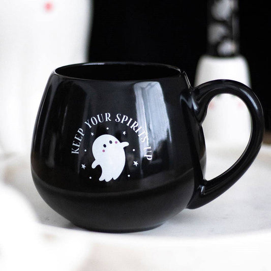 Something Different Wholesale Keep Your Spirits Up Rounded Halloween Ghost Mug