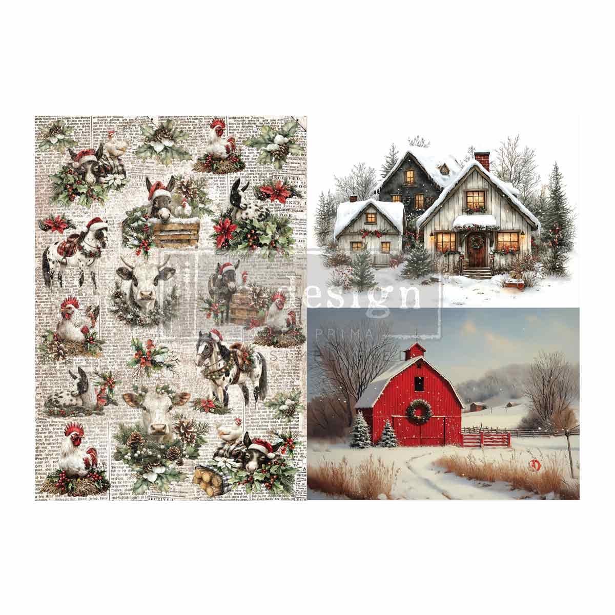 Re-Design With Prima® A3 Decoupage Fiber - Cozy Country Christmas