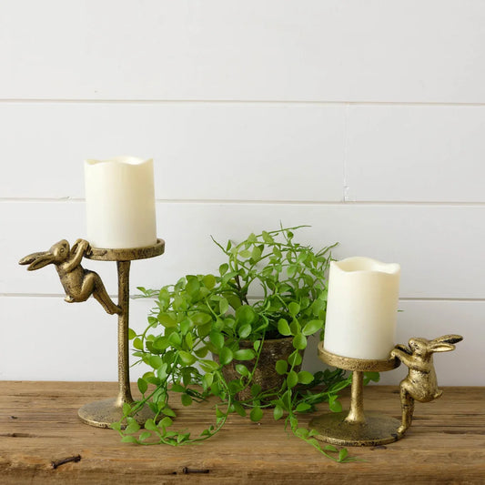 Candle Holder Golden Rabbit Pillar set of 2