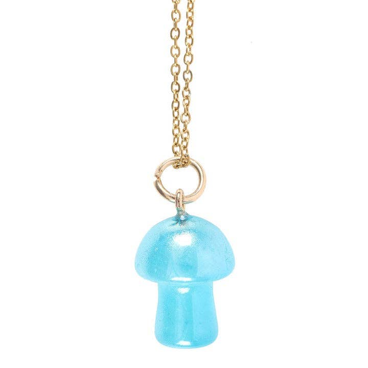 Something Different Wholesale Blue Aura Crystal Mushroom Necklace Greeting Card