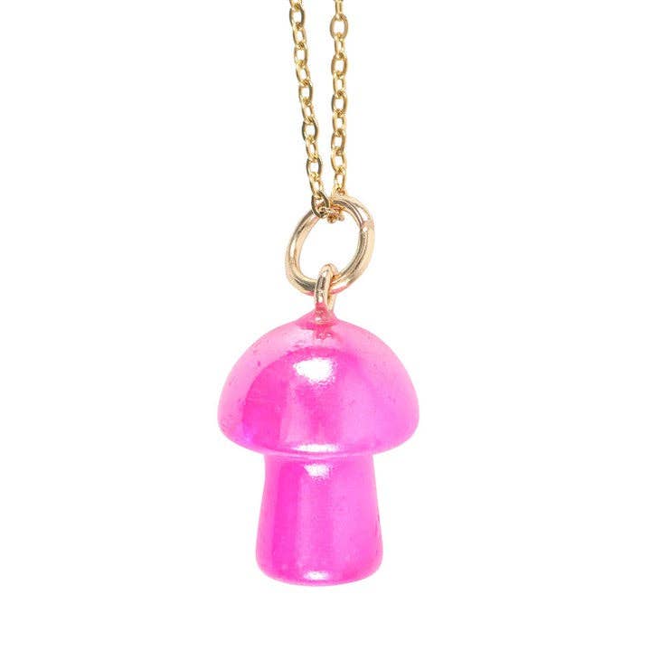 Something Different Wholesale Pink Aura Crystal Mushroom Necklace Greeting Card