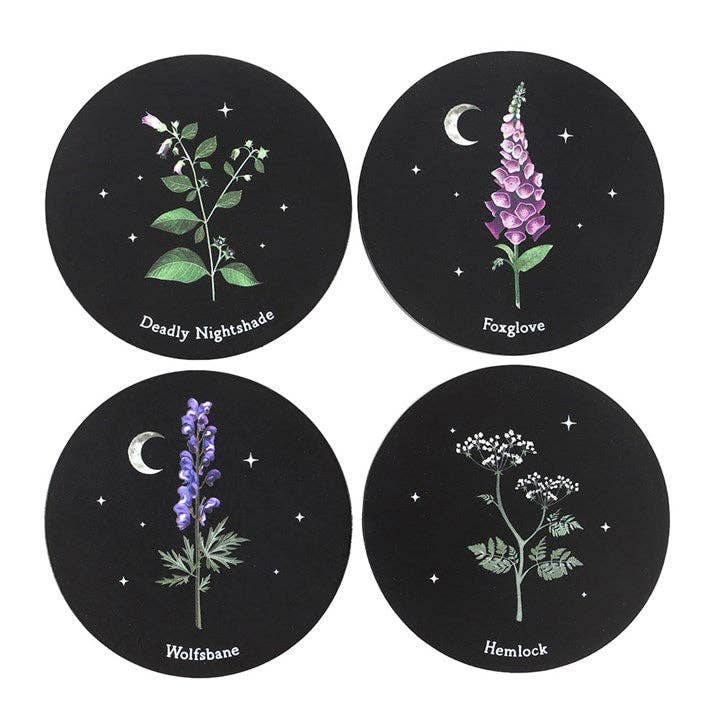 Something Different Wholesale Poisonous Plants Gothic Botanical Coaster Set