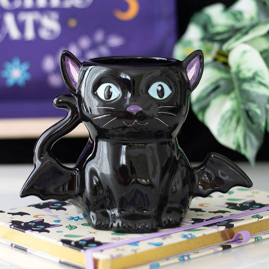 Something Different Wholesale Cute and Creepy Gothic Bat Cat Halloween Mug