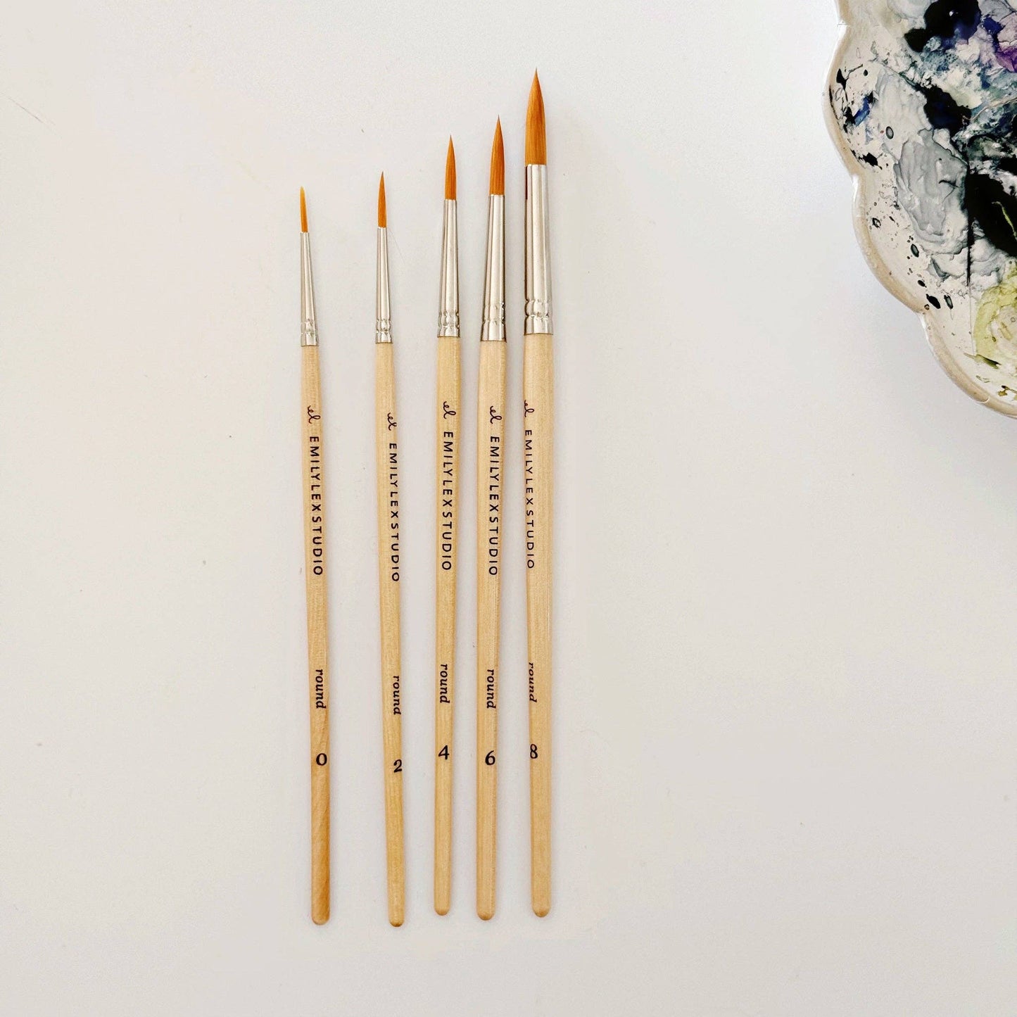 Emily Lex : Wooden Watercolor Paintbrushes Set of 5