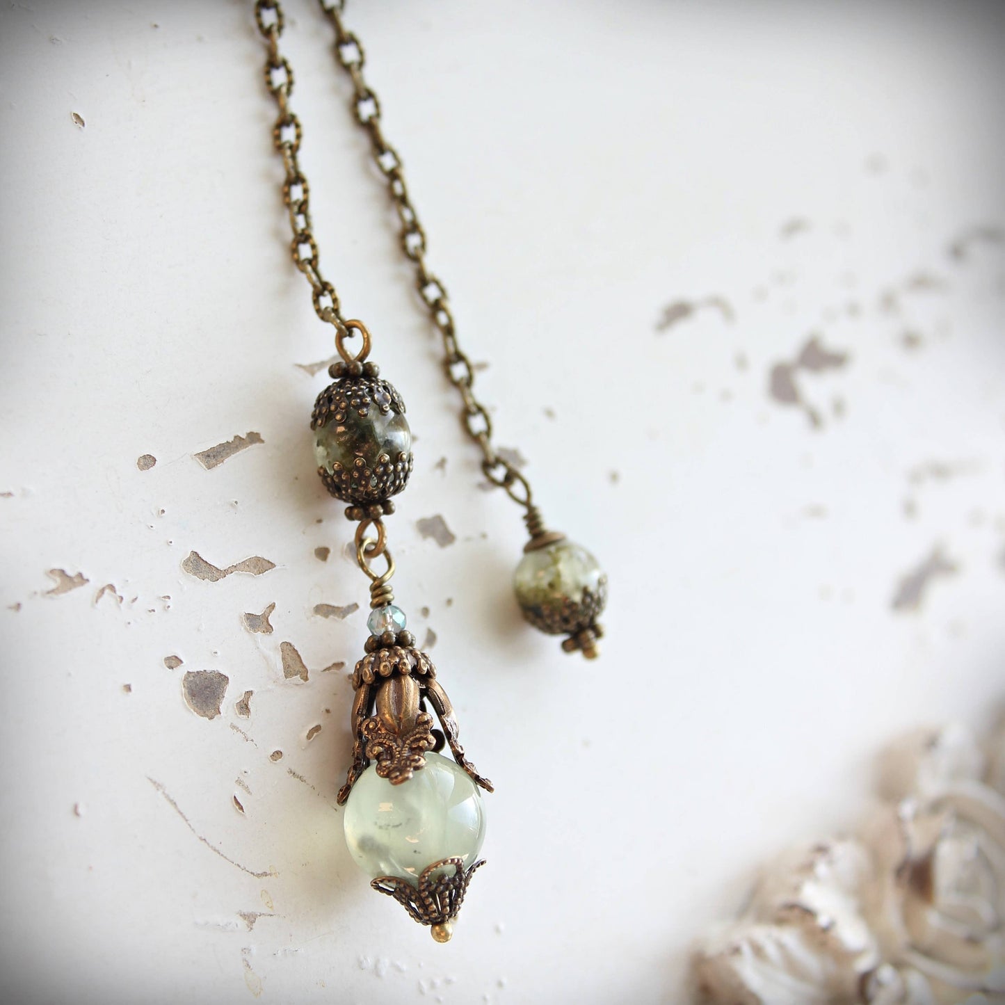 Circa 1890 - Prehnite Vintage Style Jewelry Pendulum | Wisdom & Intuition
