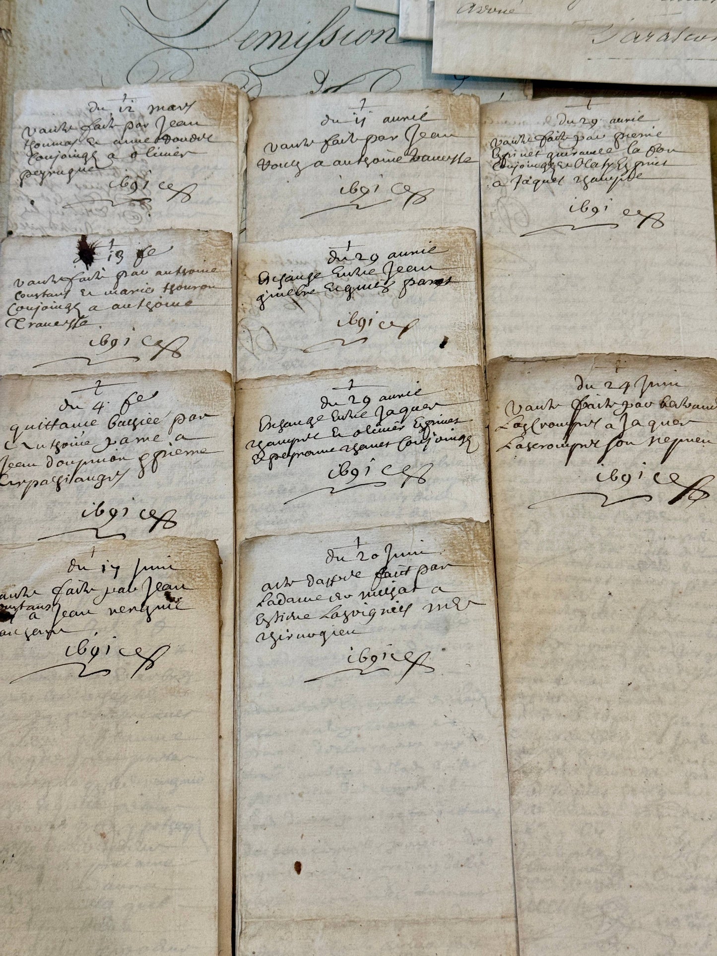 Monahan Papers - Antique 1691 French Documents - 333 Years Old