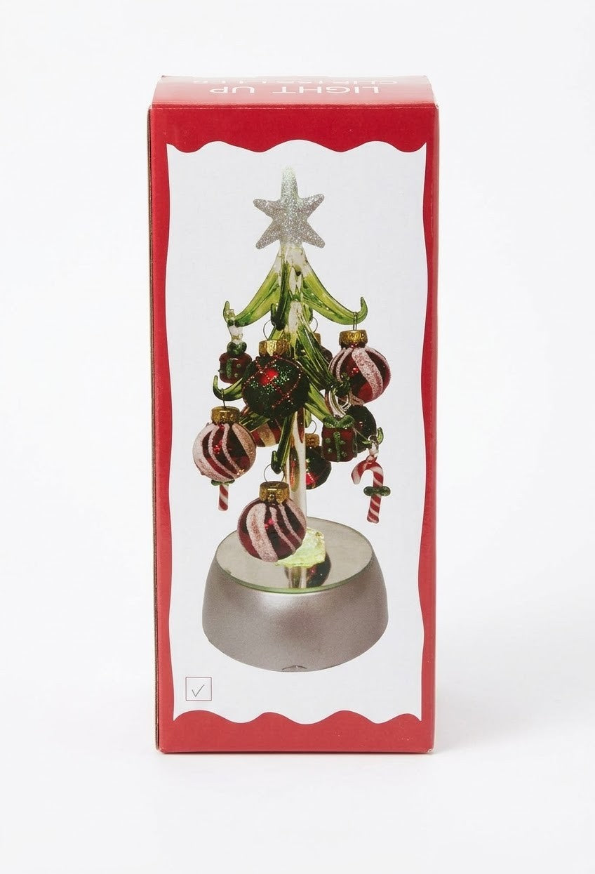 ASST LIGHT UP CHRISTMAS TREE W/ORMANETS
