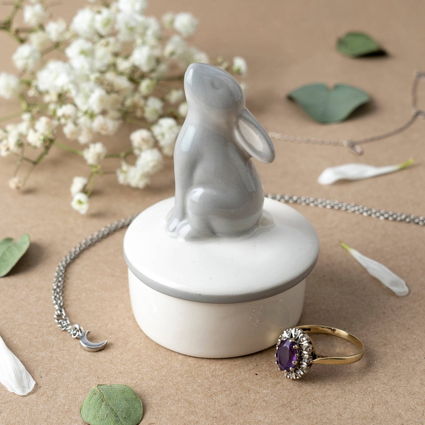 Send Love Ceramic Star Gazing Hare Trinket Pot