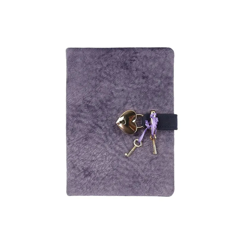 HEART LOCK PLUSH DIARY WITH KEY PURPLE