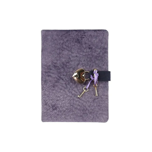 HEART LOCK PLUSH DIARY WITH KEY PURPLE