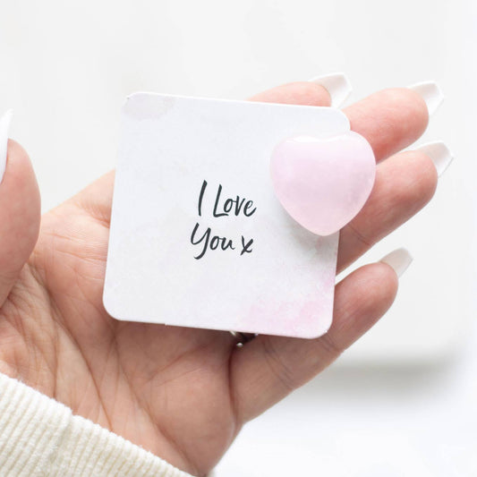 Something Different Wholesale I Love You Rose Quartz Crystal Heart in a Bag