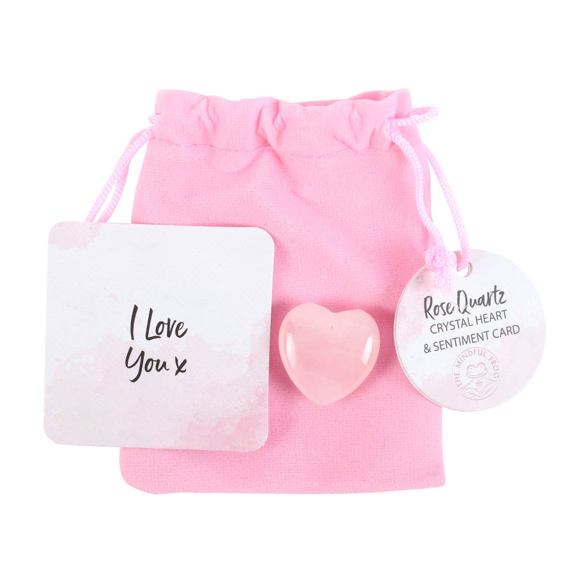 Something Different Wholesale I Love You Rose Quartz Crystal Heart in a Bag