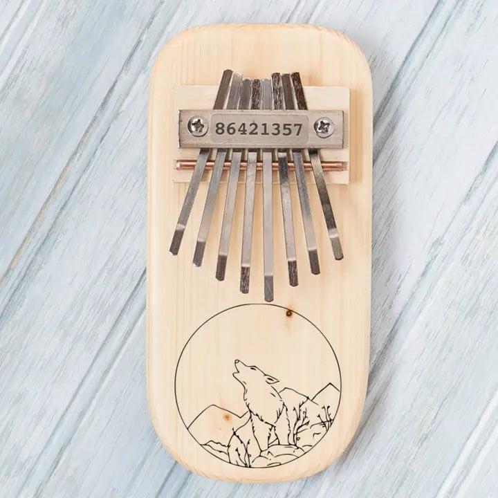 Laser Engraved Thumb Piano Pine Wolf