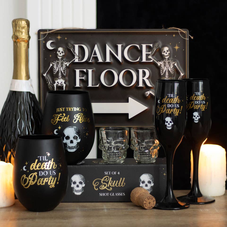 Something Different Wholesale Trying to Feel Alive Skull Stemless Wine Glass