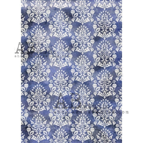 AB Studios - Indigo Damask A4 Rice Paper