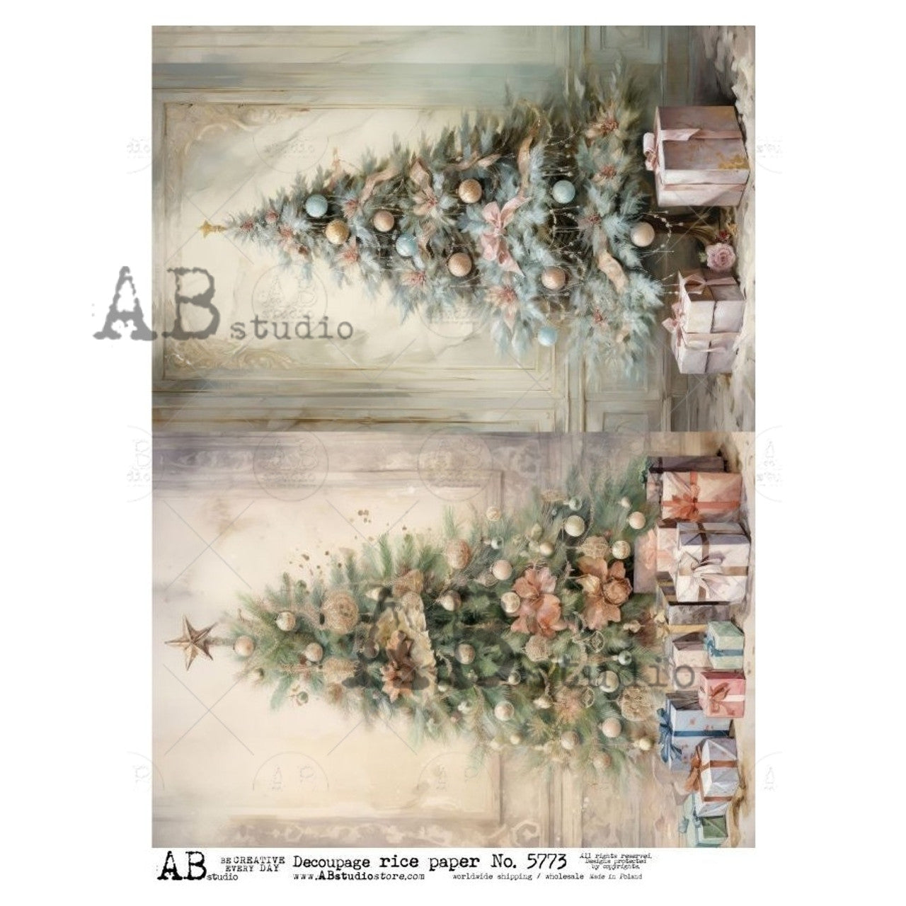 AB Studios A4 Rice Paper Christmas Tree Two Pack