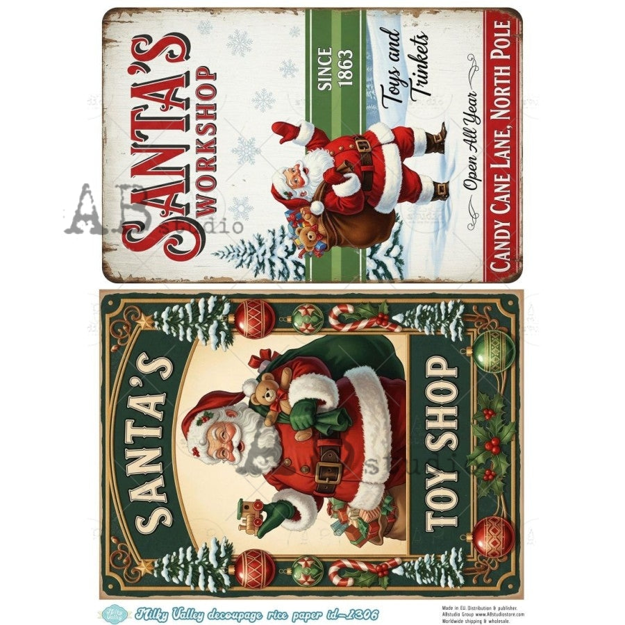 AB Studios - #1306 2 Santa Images A4 Rice Paper
