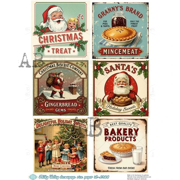 AB Studios - #1308 6 Christmas Images A4 Rice Paper