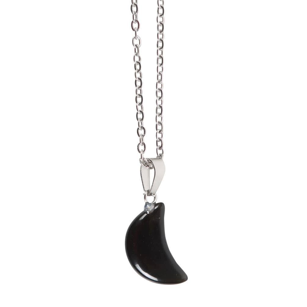 Something Different Wholesale Black Obsidian Crystal Moon Necklace on Greeting Card