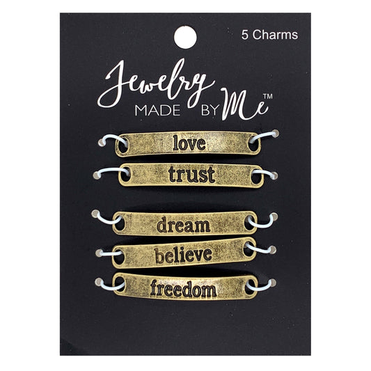 Inspirational Bar Connector Charms, Antique Gold 5 PC