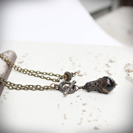 Circa 1890 - Black Onyx Pendulum Necklace | Success & Harmony