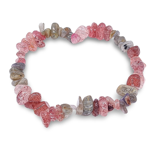 Labradorite and Strawberry Quartz Chip Bracelet