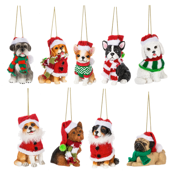 Santa Paws Resin Dog Ornaments