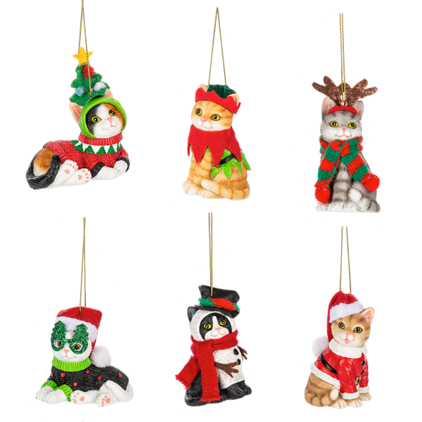 Festive Resin Cat Ornament