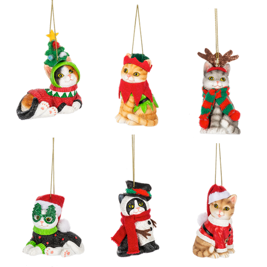 Festive Resin Cat Ornament